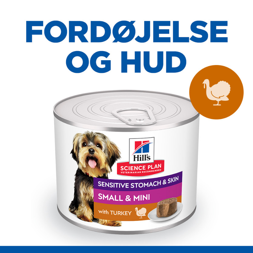 Hill's Adult Sensitive Stomach & Skin Small & Mini nat hondenvoer met kalkoen blik