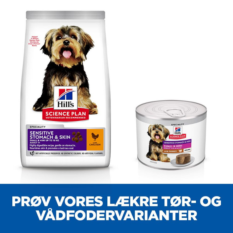 Hill's Adult Sensitive Stomach & Skin Small & Mini nat hondenvoer met kalkoen blik