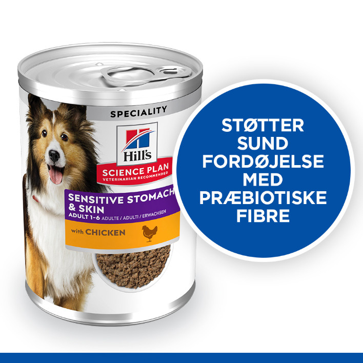 Hill's Adult Sensitive Stomach & Skin nat hondenvoer met kip blik