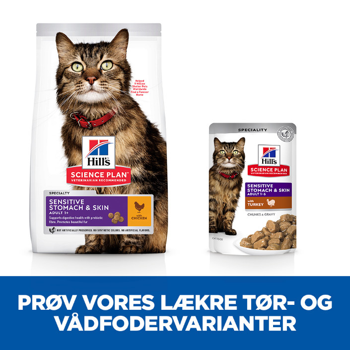Hill's Adult Sensitive Stomach & Skin nat kattenvoer met kalkoen maaltijdzakje multipack