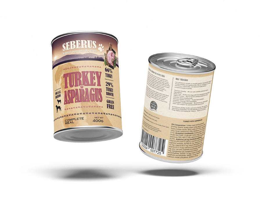 Seberus Turkey w/Asparagus kornfrit vådfoder til hunde 