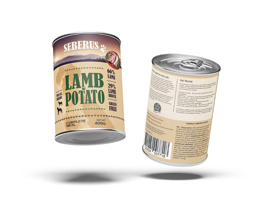 Seberus Lamb w/Potato kornfrit vådfoder til hunde 