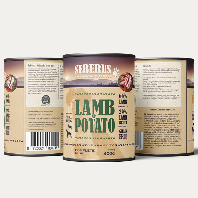 Seberus Lamb w/Potato kornfrit vådfoder til hunde 