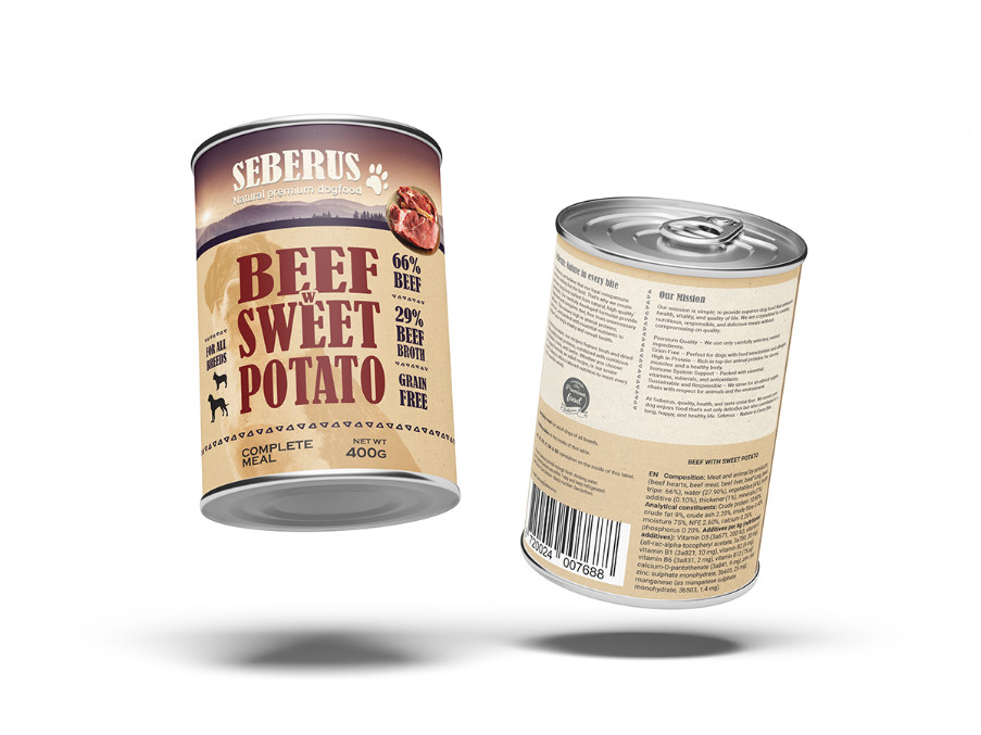 Seberus Beef w/Sweet Potato kornfrit vådfoder til hunde 