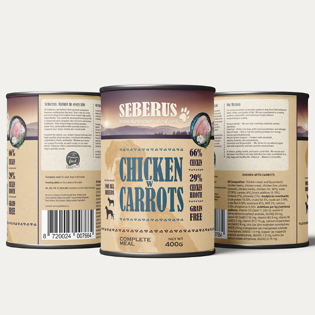 Seberus Chicken w/Carrots kornfrit vådfoder til hunde 