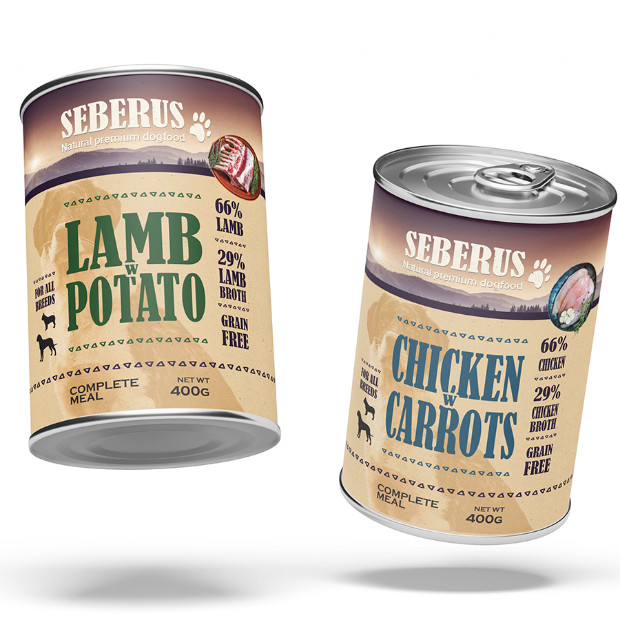 Seberus Chicken & Lamb kornfrit vådfoder til hunde - mixpakke