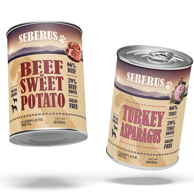 Seberus Beef & Turkey kornfrit vådfoder til hunde - mixpakke