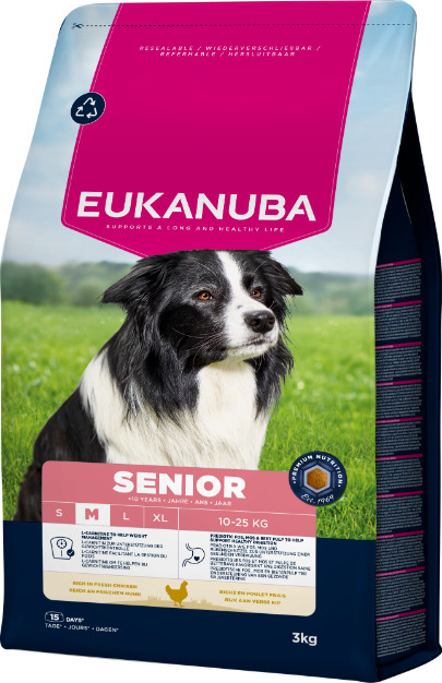 Eukanuba Caring Senior Medium Breed kip hondenvoer Eukanuba Caring Senior Medium Breed kip hondenvoer