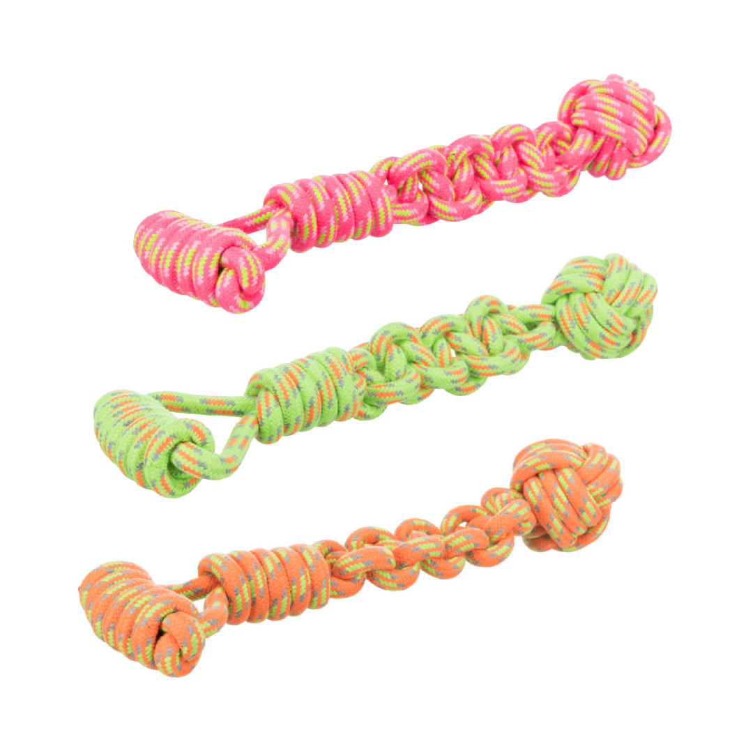 Knoopbal aan touw ø8cm L38cm voor de hond Knoopbal aan touw ø8cm L38cm voor de hond