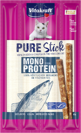 Vitakraft Pure Stick koolvis kattensnack (4 x 5 g)