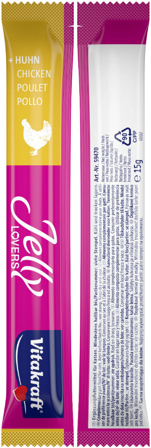 Vitakraft Jelly Lovers met kip & kalkoen kattensnack (6 x 15 g) Vitakraft Jelly Lovers met kip & kalkoen kattensnack (6 x 15 g)