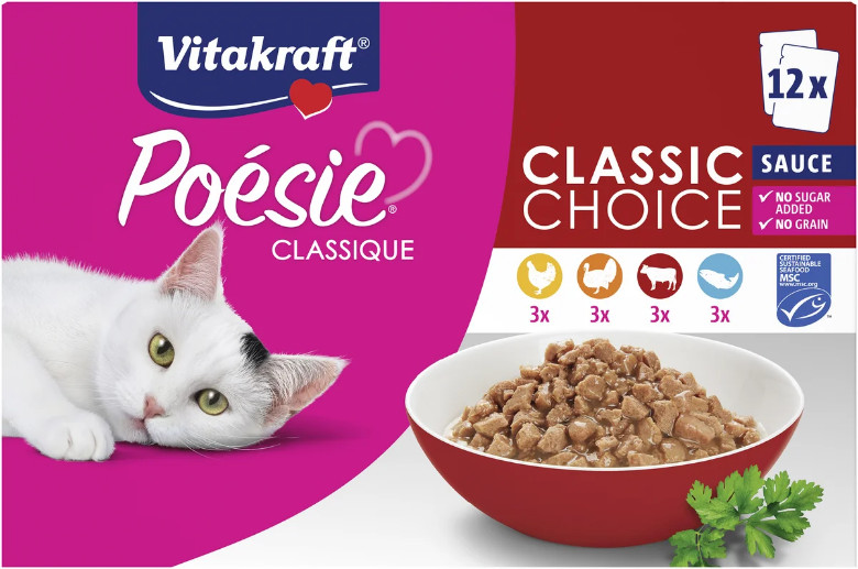 Vitakraft Poésie Classique Classic Choice in saus natvoer kat (12 x 85 g)
