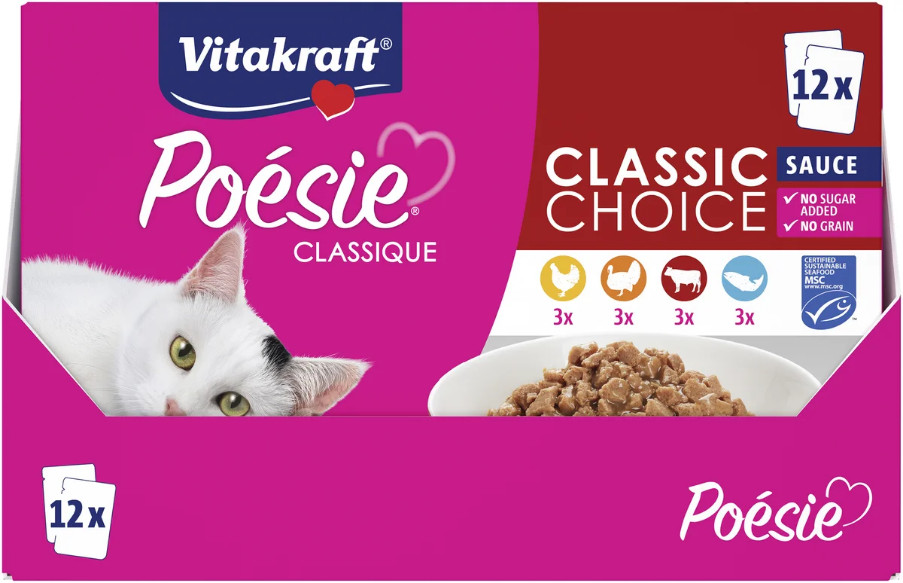 Vitakraft Poésie Classique Classic Choice in saus natvoer kat (12 x 85 g)