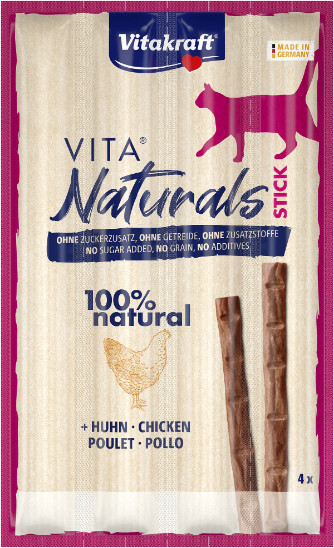 Vitakraft Vita Naturals Cat Stick kip kattensnack (4 st.) Vitakraft Vita Naturals Cat Stick kip kattensnack (4 st.)