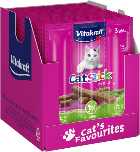Vitakraft Catstick Healthy med kylling & kattegræs kattesnack