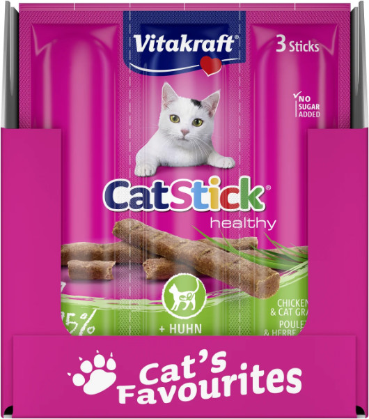 Vitakraft Catstick Healthy med kylling & kattegræs kattesnack