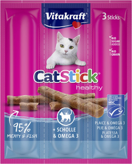 Vitakraft Catstick Healthy med rødspætte & omega-3 kattesnack