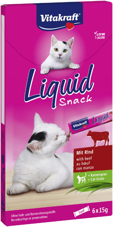 Vitakraft Liquid Snacks met rund kattensnack (6 x 15g)
