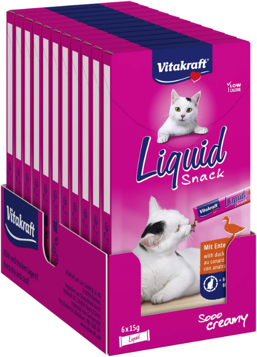 Vitakraft Liquid Snacks med and kattesnack (6 x 15g)