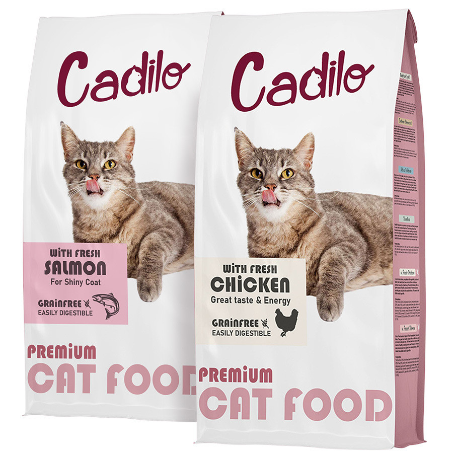 Cadilo Adult w/Fresh Chicken Salmon probeerpakket - premium graanvrij kattenvoer
