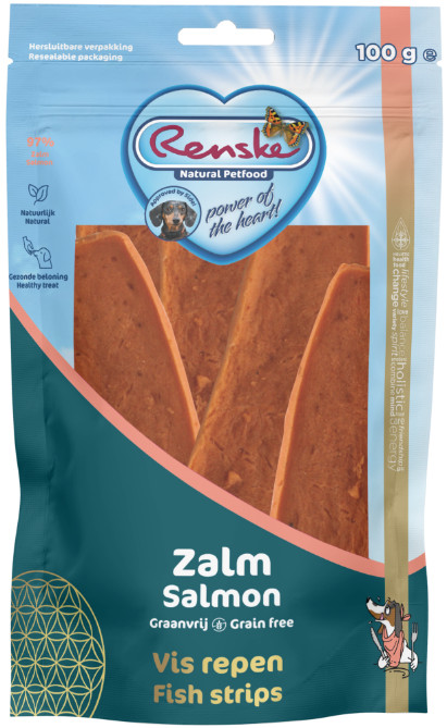 Renske Gezonde Beloning Hond - Vlees Repen Zalm 100 gr
