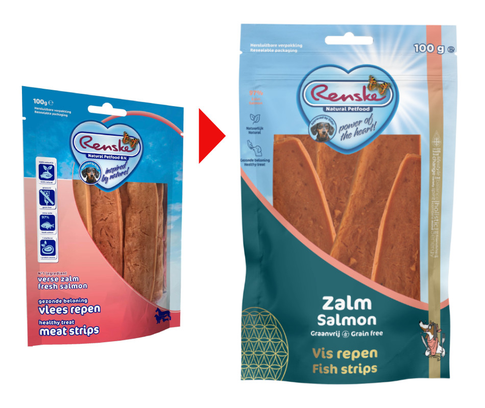Renske Gezonde Beloning Hond - Vlees Repen Zalm 100 gr