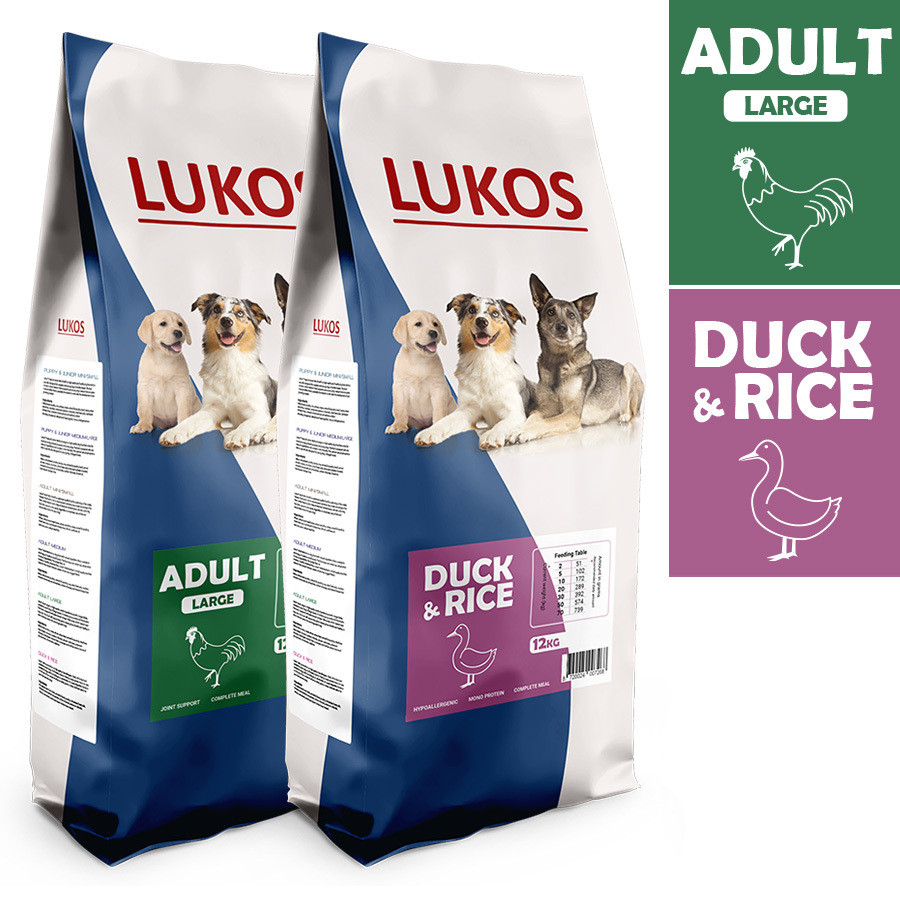 Lukos probeerpakket -met gevogelte en met eend- premium hondenvoer
