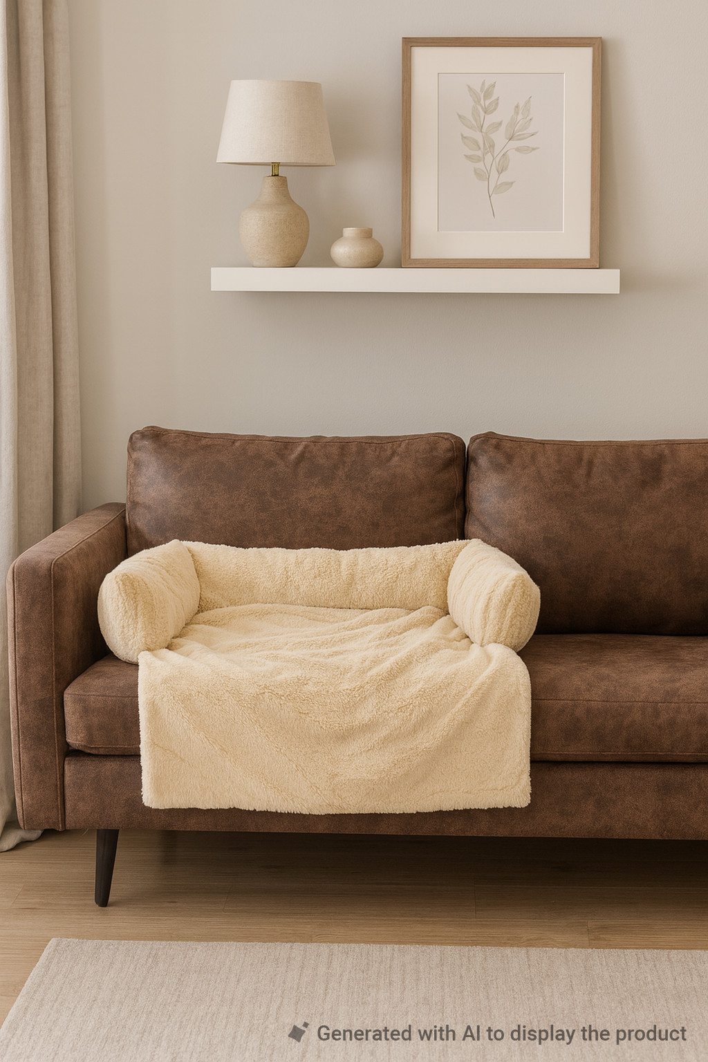 Brekz Berlin fleece sofatæppe til hunde - beige