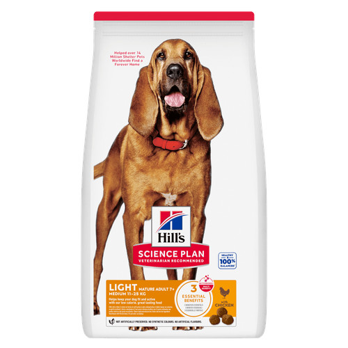 Hill's Mature Adult 7+ Light Medium kylling hundefoder