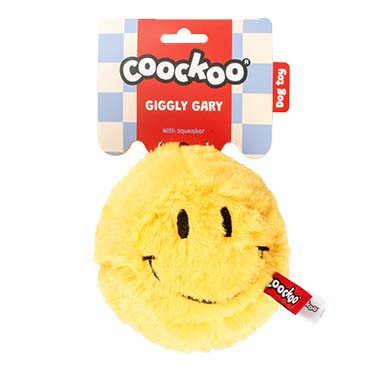Giggly Gary pluchen smiley met bal en geluid hondenspeelgoed