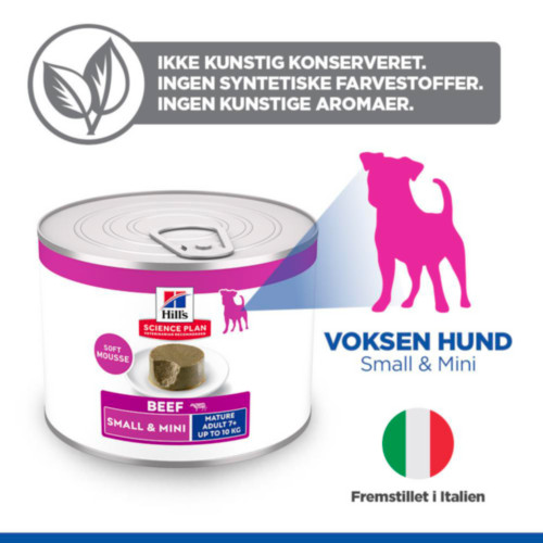 Hill's Mature Adult 7+ Small & Mini mousse met rund natvoer hond