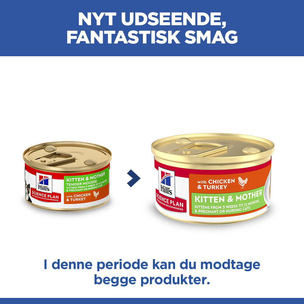 Hill's Kitten & Mother Tender Mousse nat kattenvoer met kip en kalkoen blik