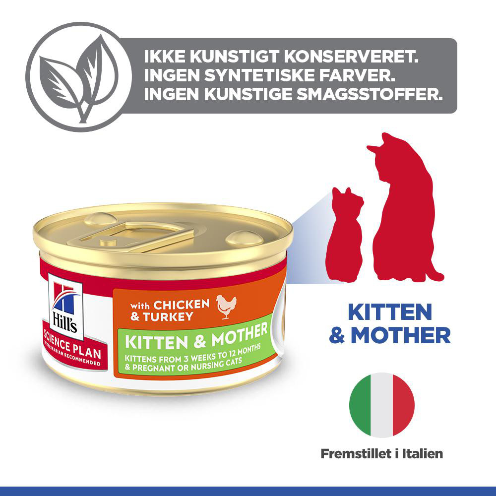 Hill's Kitten & Mother Tender Mousse nat kattenvoer met kip en kalkoen blik
