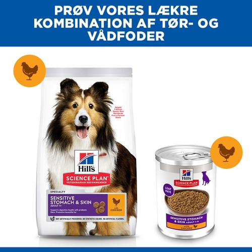 Hill's Adult Sensitive Stomach & Skin nat hondenvoer met kip blik