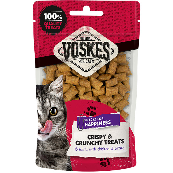 Voskes Crispy & Crunchy met kip & catnip kattensnack (60 g)