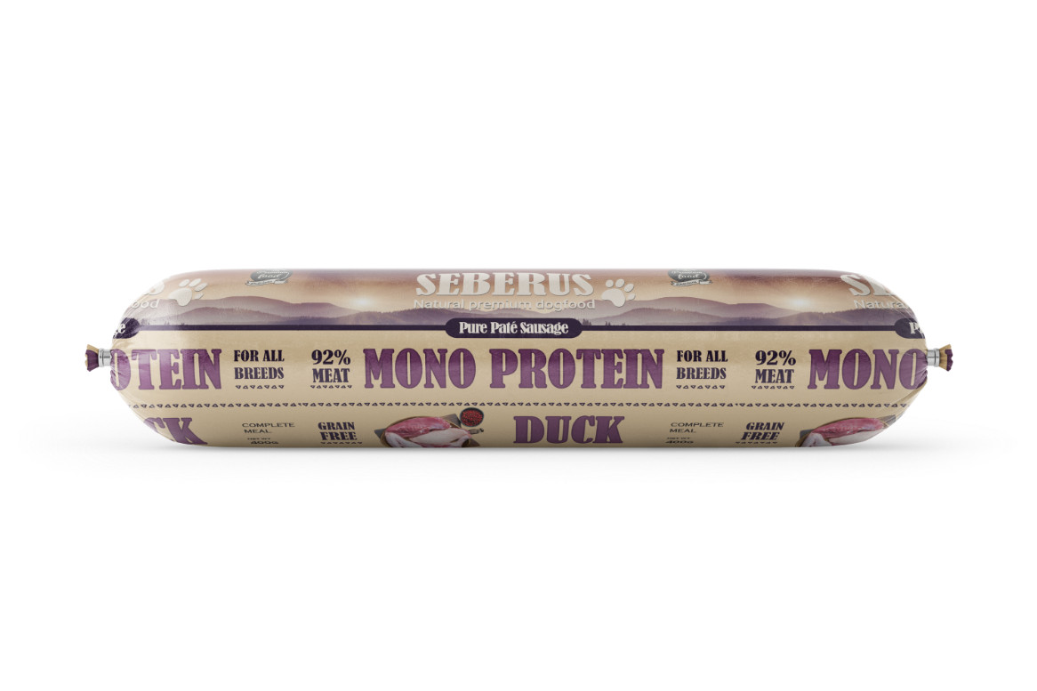 Seberus graanvrije worst monoproteïne eend voor de hond (400 g)