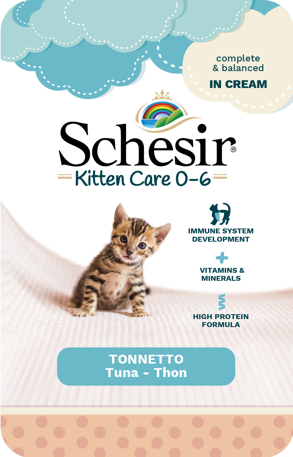 Schesir Kitten Care tonijn (creme) natvoer kat (zakjes)