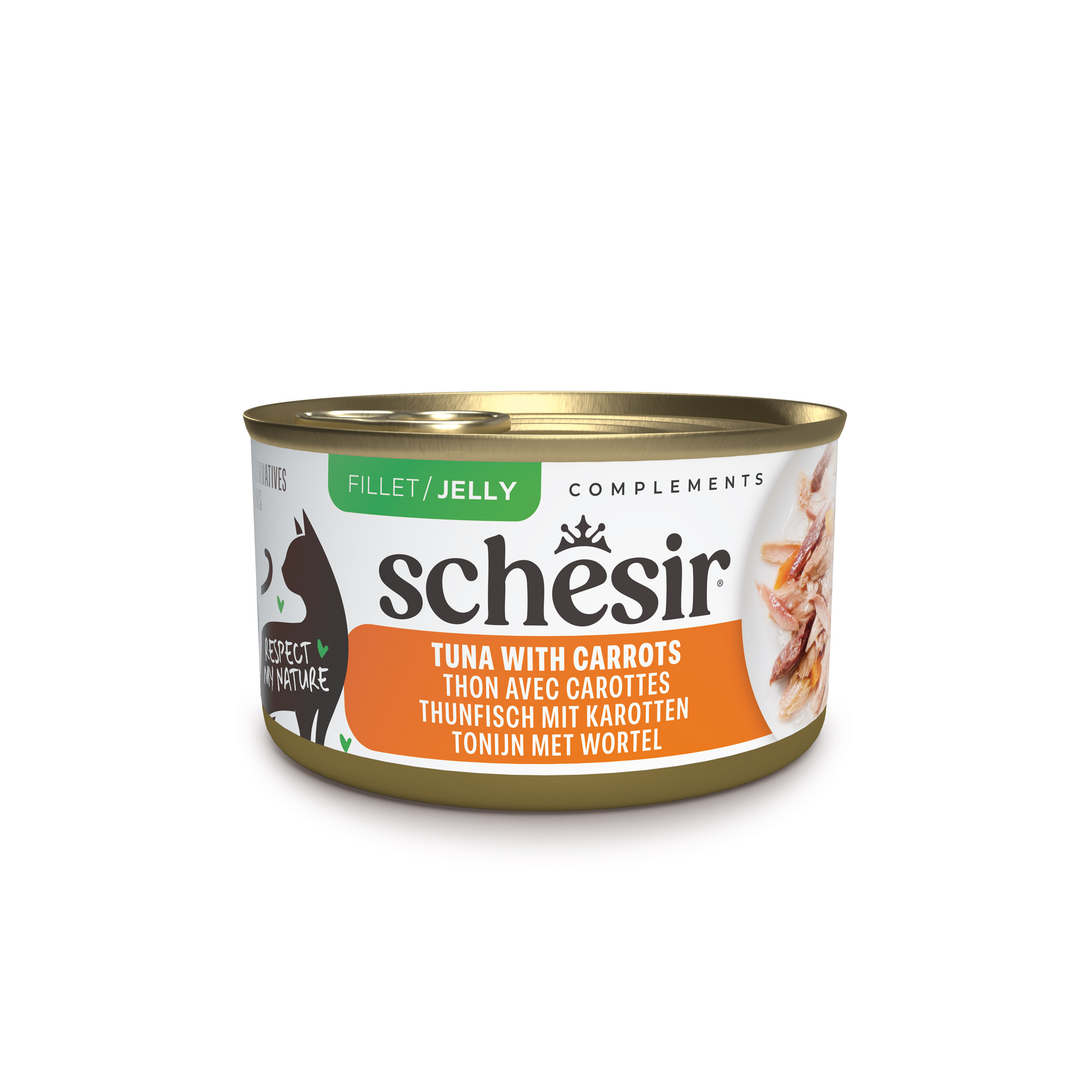 Schesir Complements tonijn met wortel (jelly) natvoer kat (blikjes)