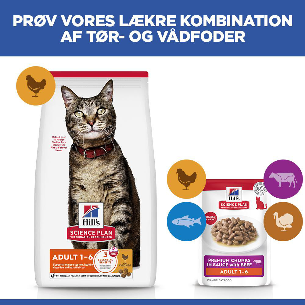 Hill's Adult nat kattenvoer met rund maaltijdzakje multipack