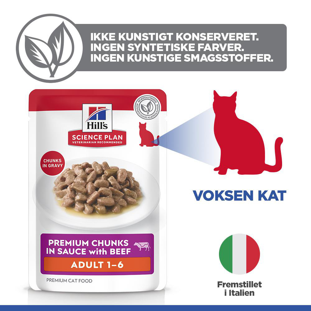 Hill's Adult nat kattenvoer met rund maaltijdzakje multipack