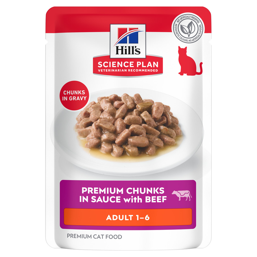 Hill's Adult nat kattenvoer met rund maaltijdzakje multipack