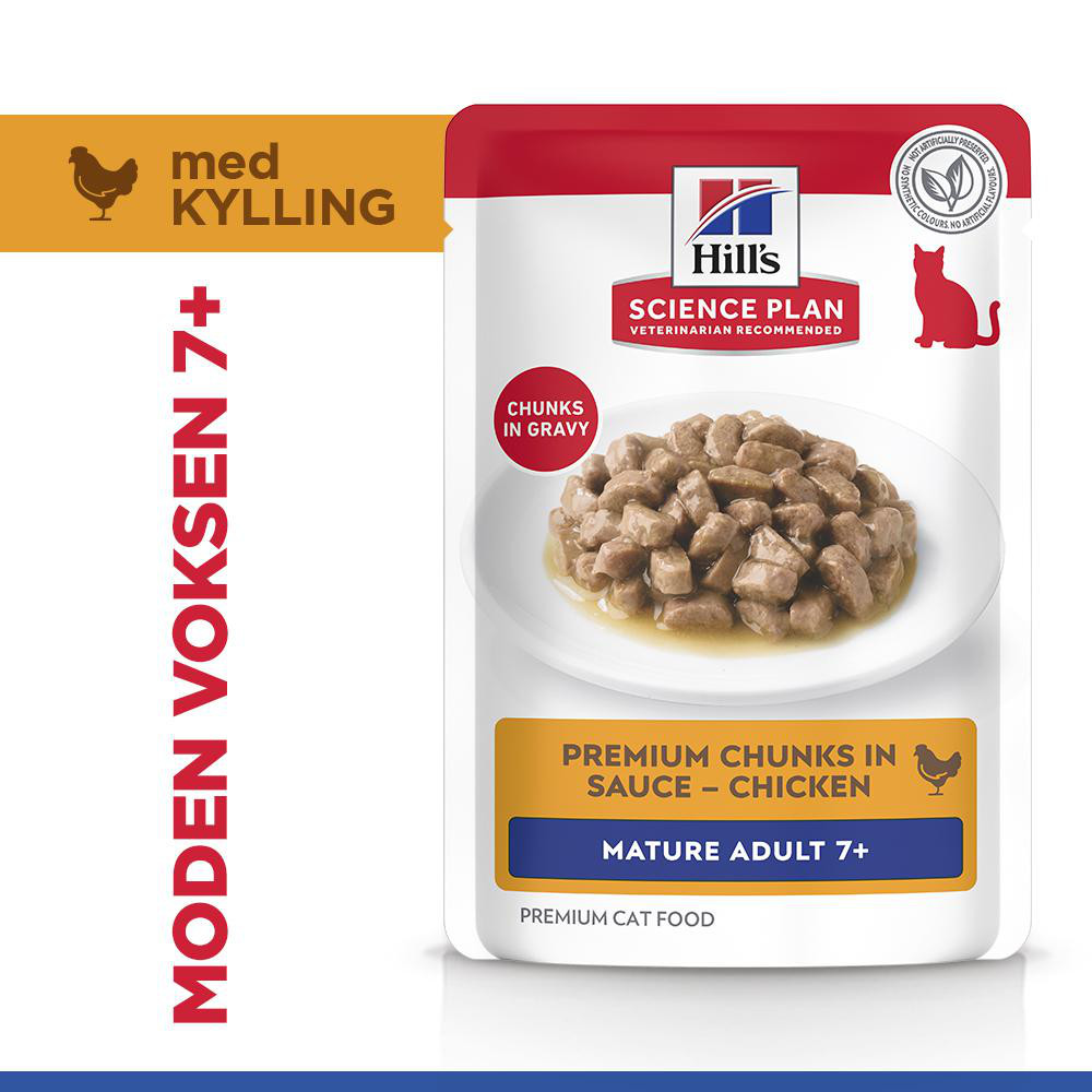 Hill's Mature Adult 7+ nat kattenvoer met kip maaltijdzakje multipack