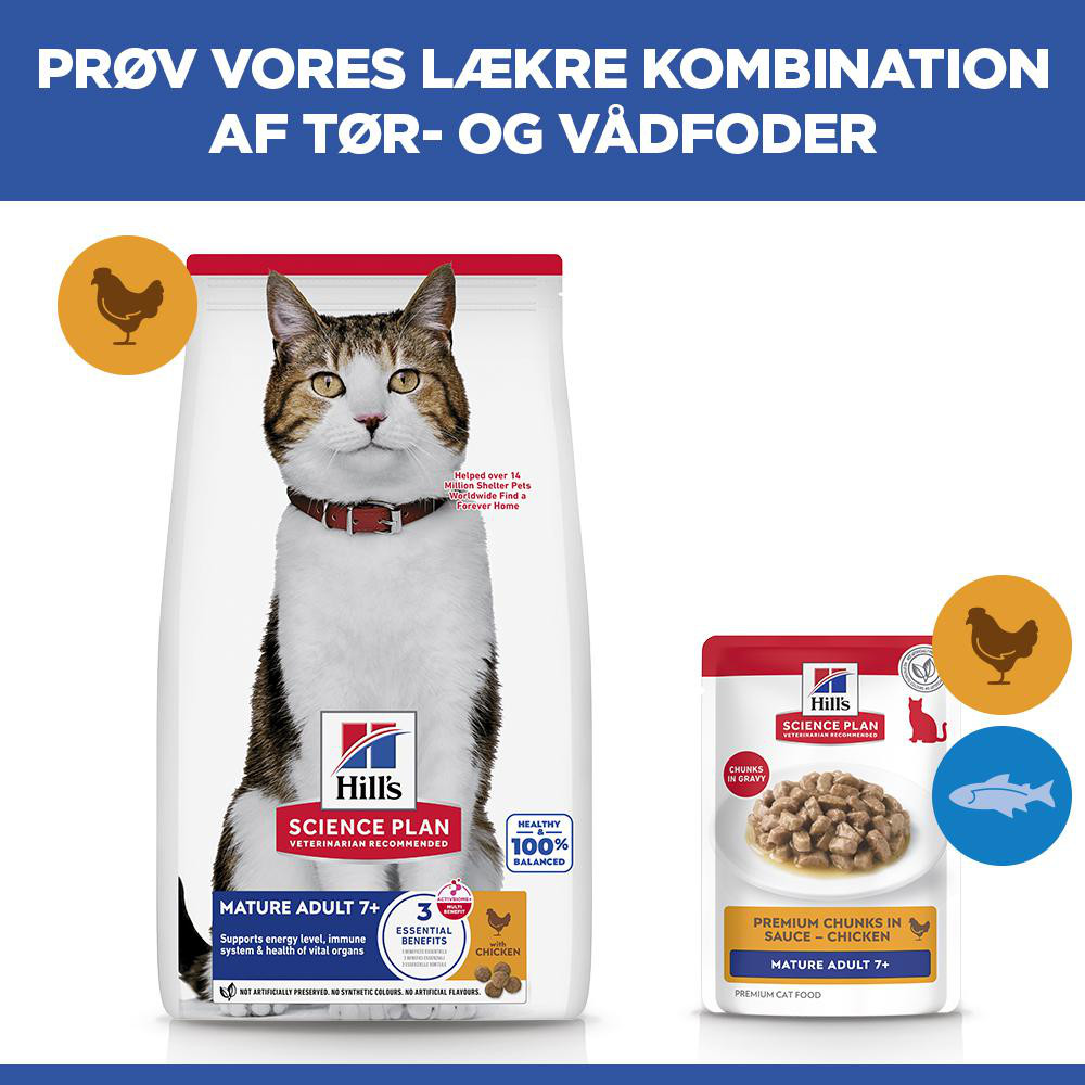 Hill's Mature Adult 7+ nat kattenvoer met kip maaltijdzakje multipack