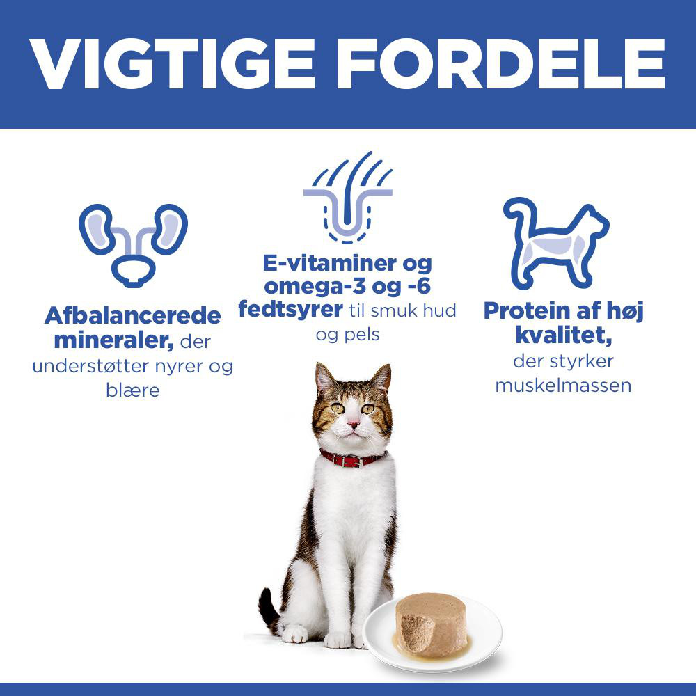 Hill's Mature Adult vådfoder til katte med laks (mousse, dåse)