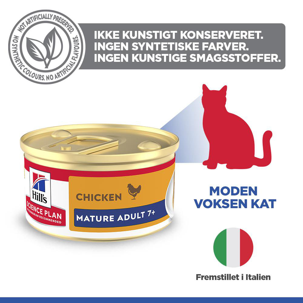Hill's Mature Adult vådfoder til katte med laks (mousse, dåse)