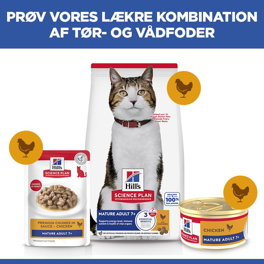 Hill's Mature Adult vådfoder til katte med laks (mousse, dåse)