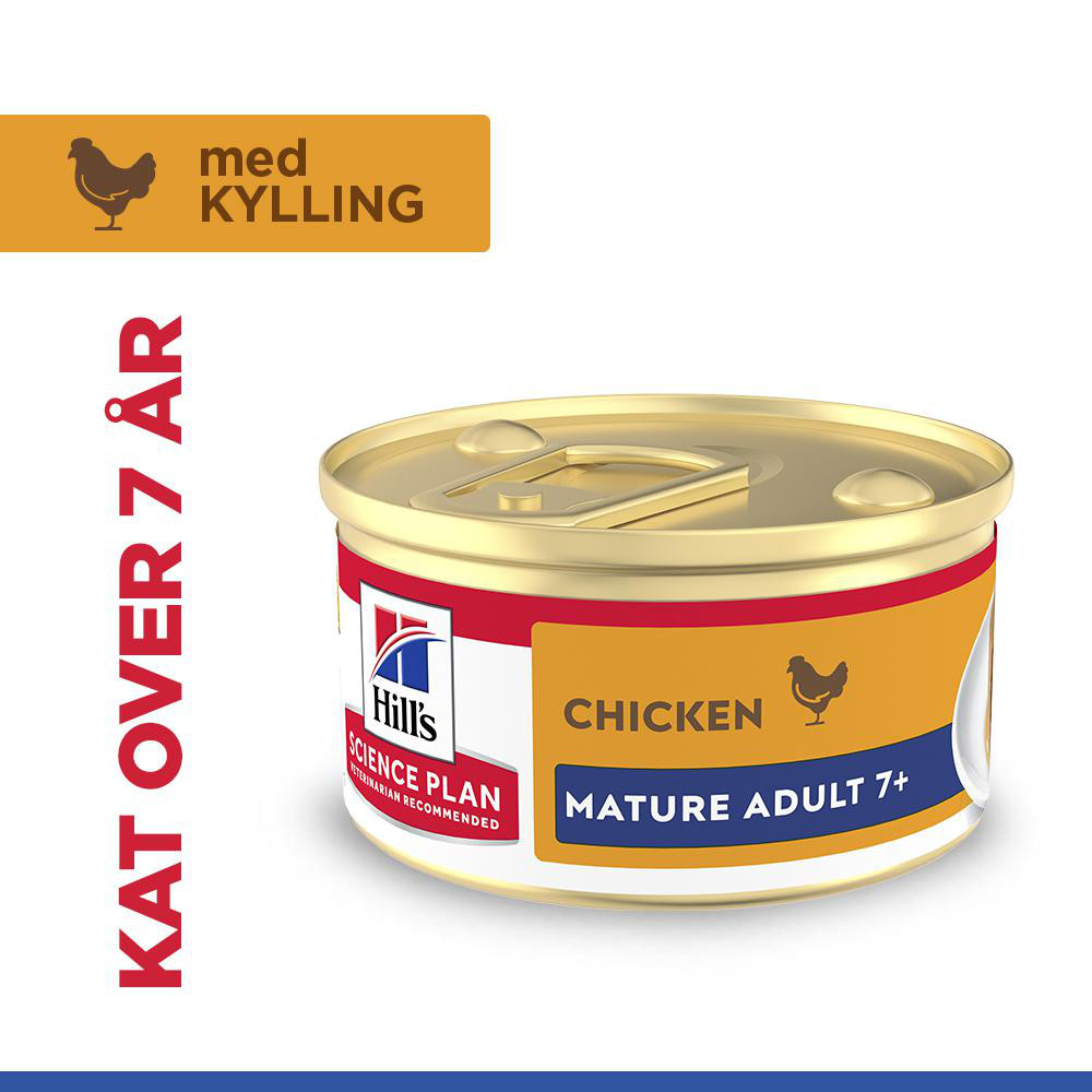 Hill's Mature Adult vådfoder til katte med laks (mousse, dåse)