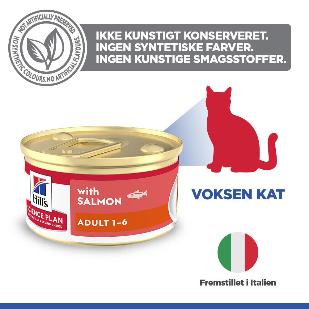 Hill's Adult vådfoder til katte med laks (mousse, dåse)