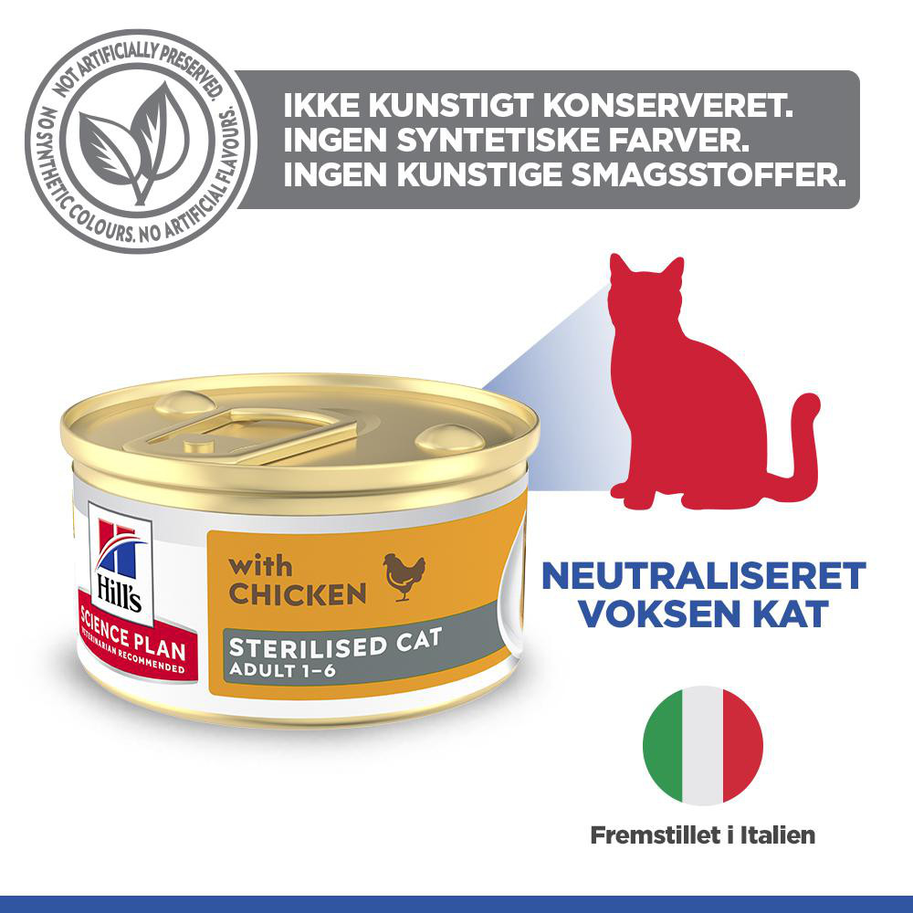 Hill's Adult Sterilised Cat vådfoder til katte med kylling (mousse, dåse)