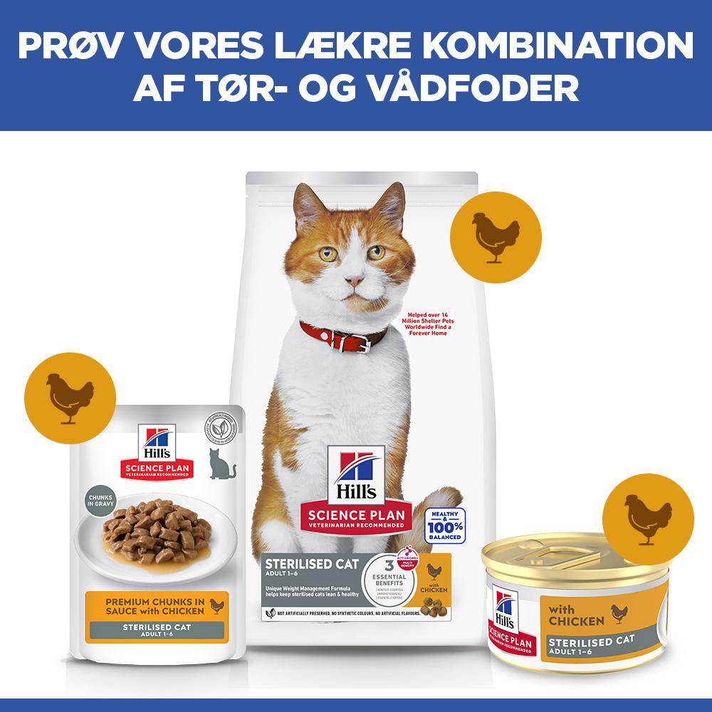 Hill's Adult Sterilised Cat vådfoder til katte med kylling (mousse, dåse)